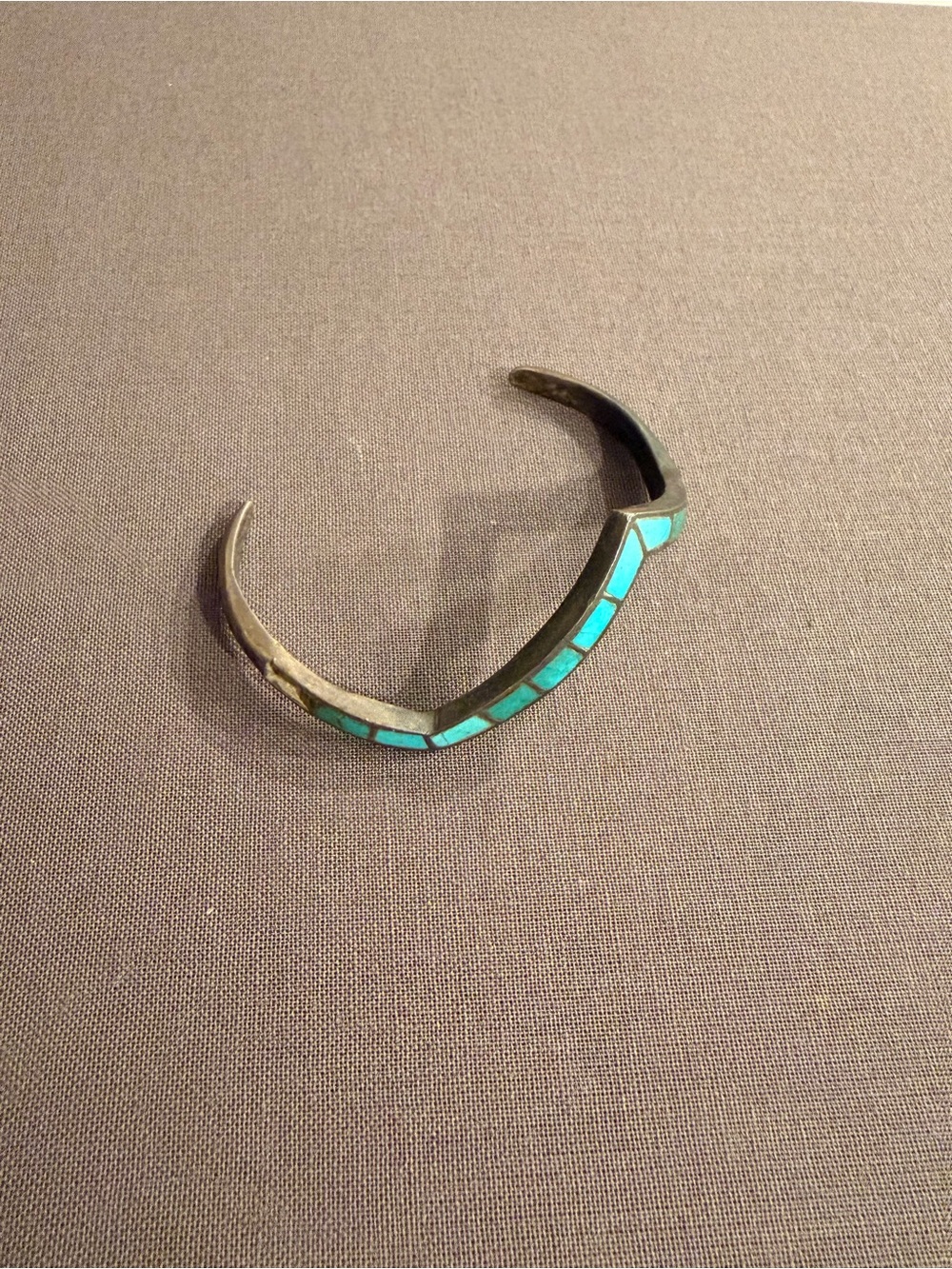 Turquoise Inlay Sterling Silver Cuff Bracelet - Women Jewelry